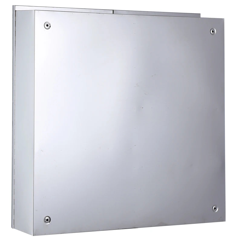 kleankin Bathroom Mirrored Cabinet, 28" x 24" Stainless Steel Frame Medicine Cabinet, Wall-Mounted Storage Organizer with Double Doors and Open Shelf, Silver