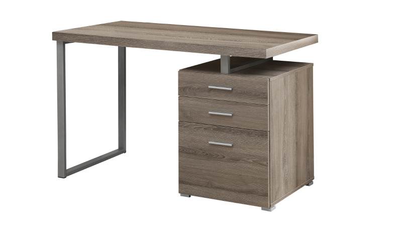 Monarch 48" Contemporary Reclaimed Wood-look 3-Drawer Computer Writing Desk - Taupe