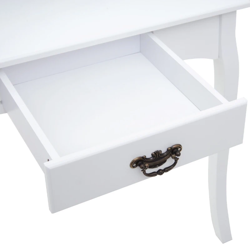 HOMCOM Vanity Table Set with Mirror and 3 Drawers, 360° Rotatable Wooden Makeup Dressing Table with Large Padded Stool, Gift for Women Girls, White