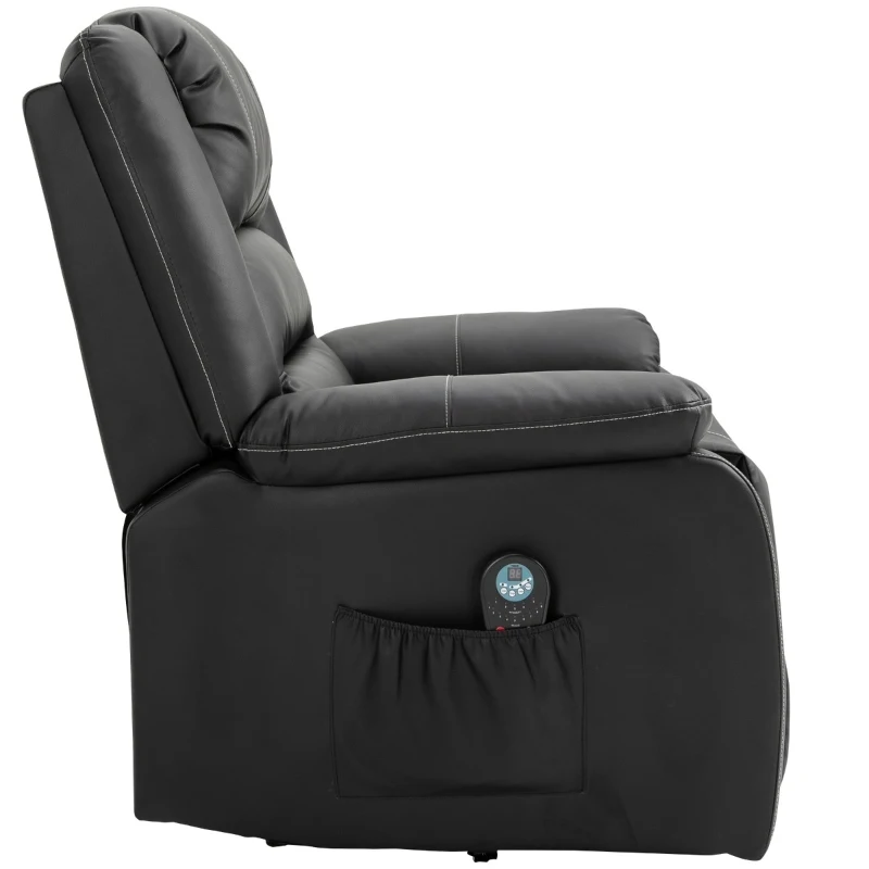 HOMCOM Vibrating Massage PU Leather Recliner Chair with Footrest, Remote Control, and 8 Massaging Points, Black