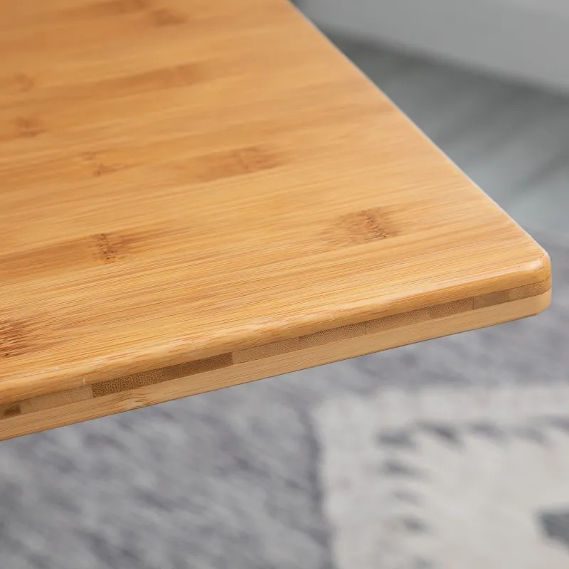 HOMCOM 23.5" Industrial Modern Pub Bar Table, 40.5 Inch Height Adjustable Cocktail table Square Dining Table for Kitchen or Dining Room, Natural Wood