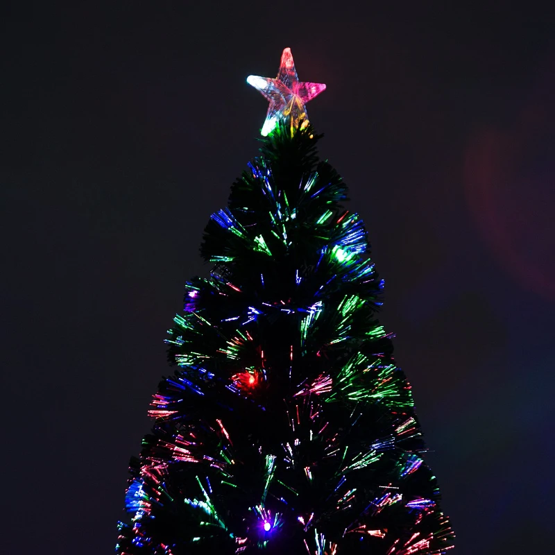 Open Box HOMCOM 6ft Artificial Pre-Lit Fiber Optic Holiday Christmas Tree with 28 LED Lights