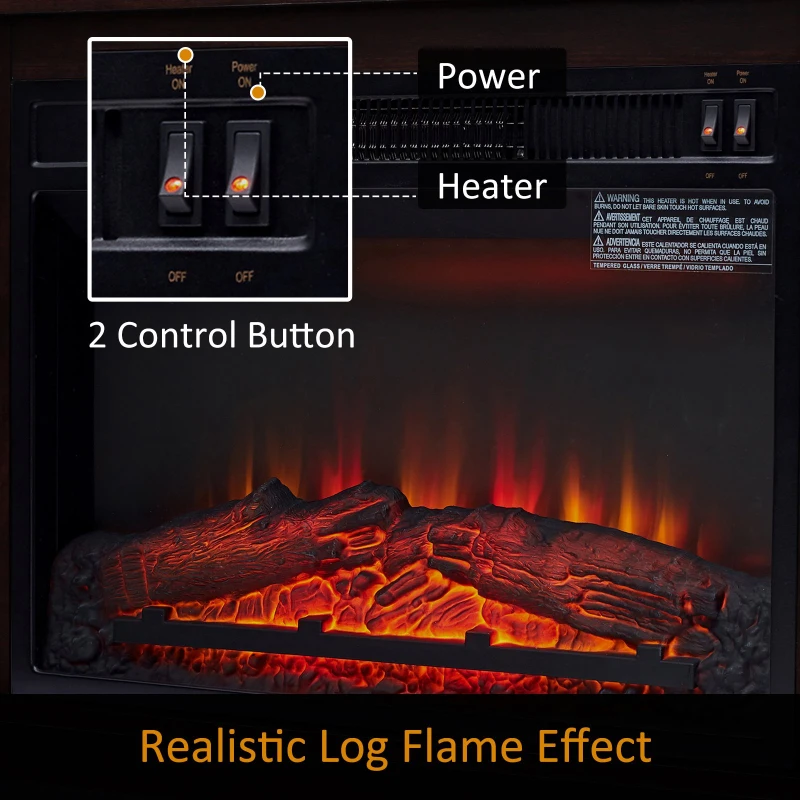 HOMCOM Electric Fireplace TV Stand for TV Up to 50"  Home Living Room Wooden Media TV Stand Fireplace