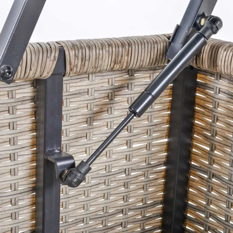 Outsunny Outsunny Rattan Wicker Coffee Side Table with Double Lift Top Design, Large Storage Space, Rust-Fighting Steel Frame for All Weather for Outdoor, Patio, Garden, Backyard, Brown