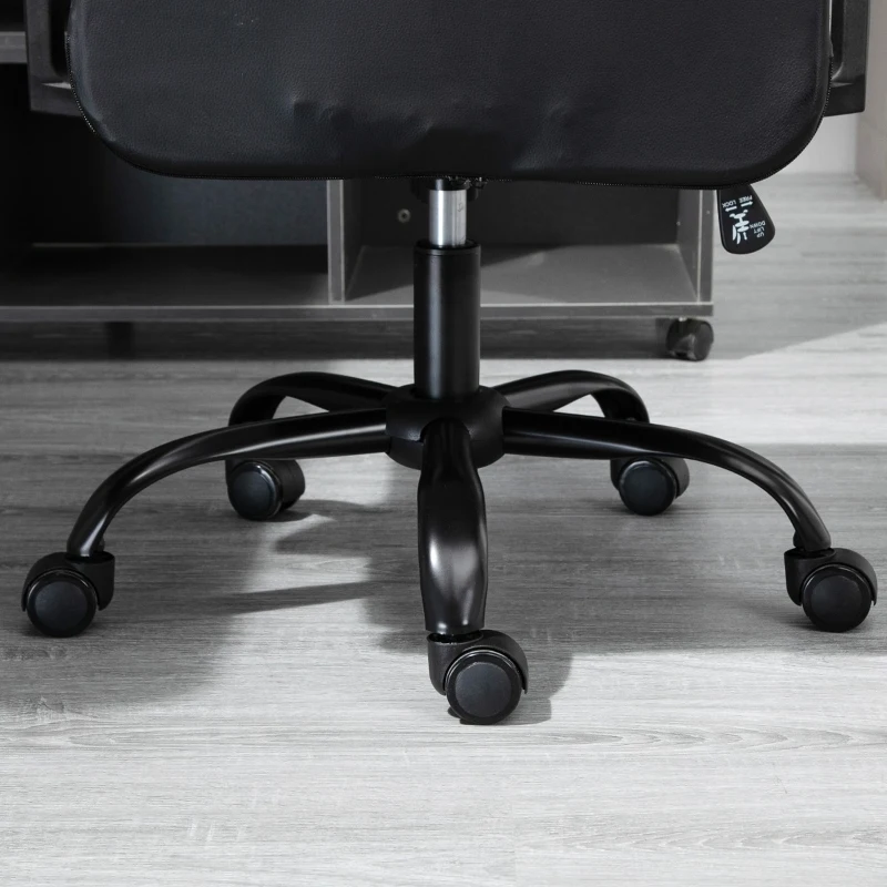 Vinsetto Morden High-Back Office Chair Faux Leather Rocking Swivel Computer Home Desk Chair with Adjustable Height, Metal Legs, Armrest, Wheels, Black