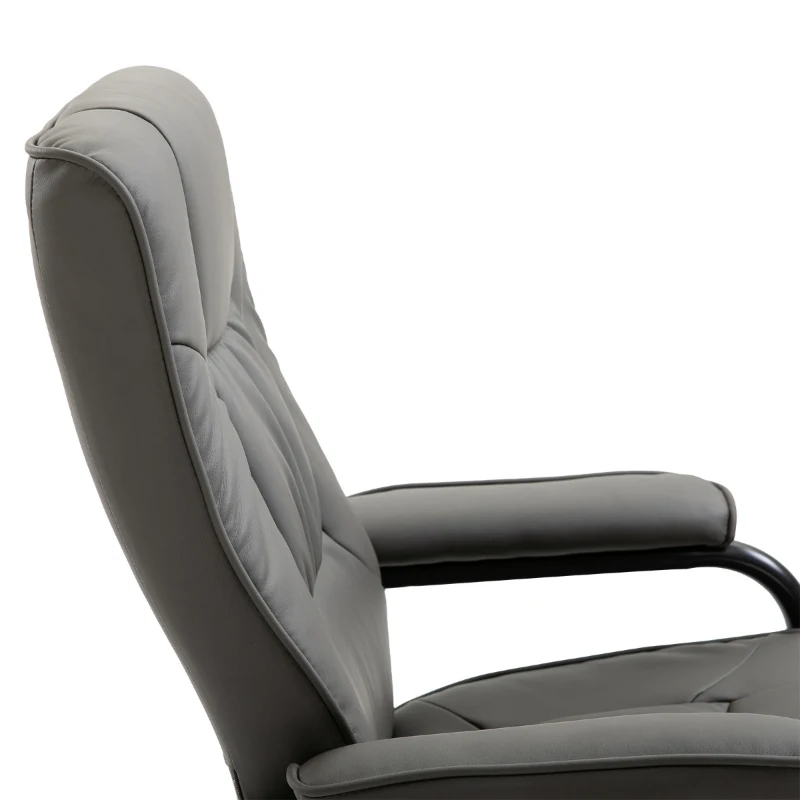 HOMCOM Adjustable Leisure Recliner Chair and Ottoman Set with Swiveling Base, Faux Leather, Grey