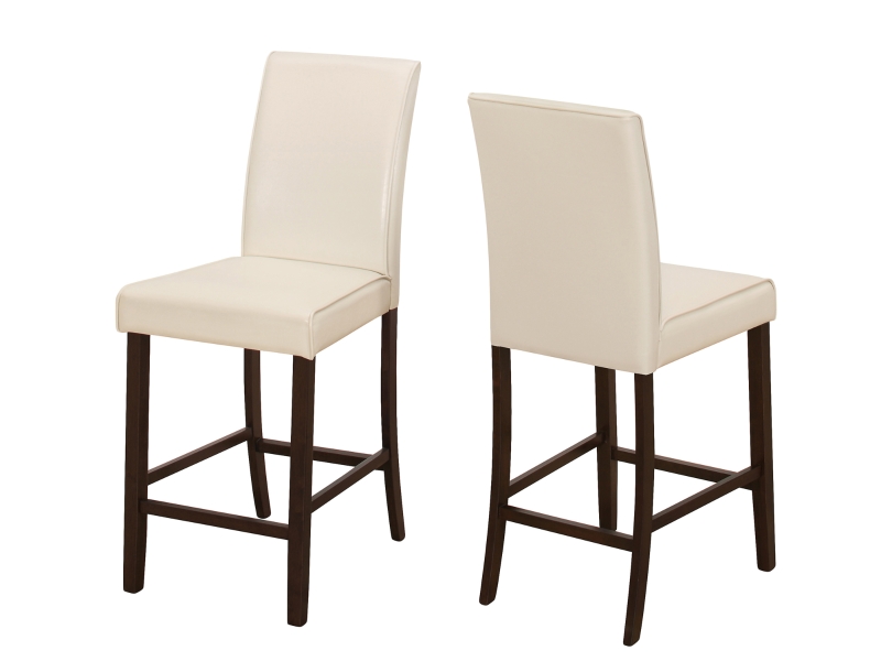 Monarch 2 Piece 40" PU Leather Padded Wooden Counter Height Armless Side Dining Chair Set - Ivory Finish