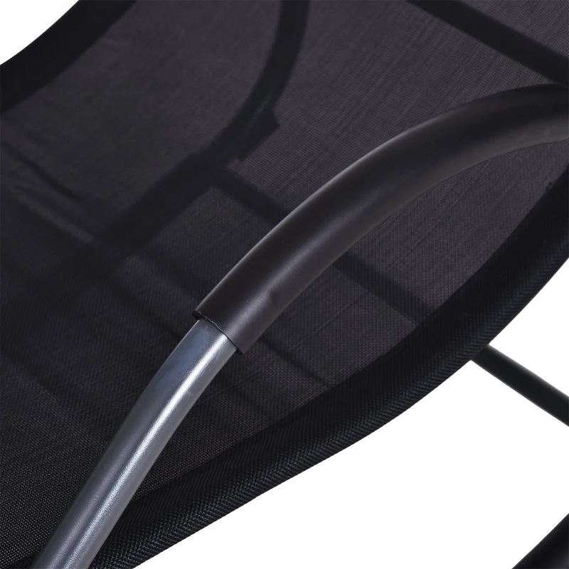 Outsunny Patio Texteline Rocking Lounge Chair Zero Gravity Rocker Outdoor Recliner Seat w/ Padded Pillow Black