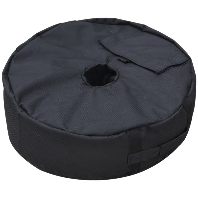 Outsunny 19" Round Patio Umbrella Base Weight Sand Bag Weather Resistant Garden Parasol Weight Base Stand Holder Weights  w/ Scoop Up 88lbs Black