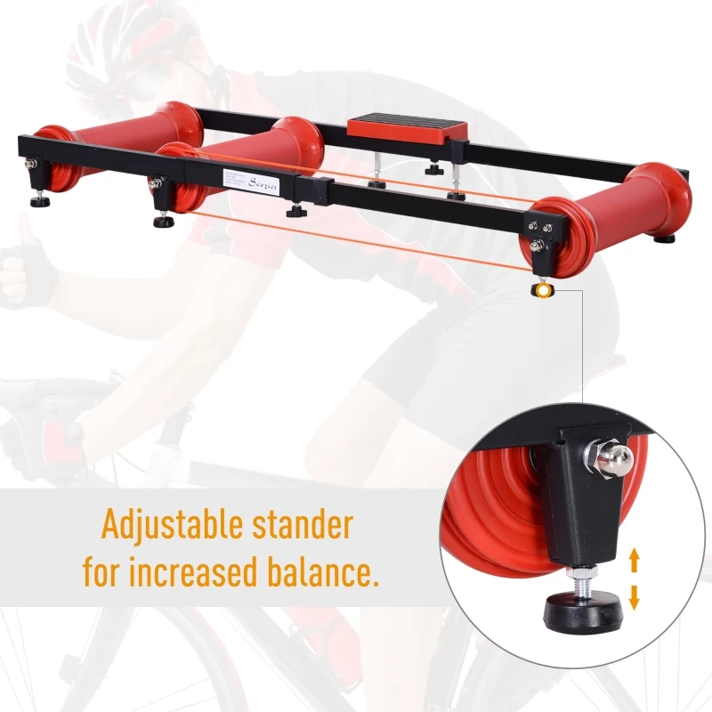 Soozier Bike Roller Adjustable Trainer Indoor Fitness Cycling Parabolic Roller Bike Trainer Portable Bike Exercise - Red