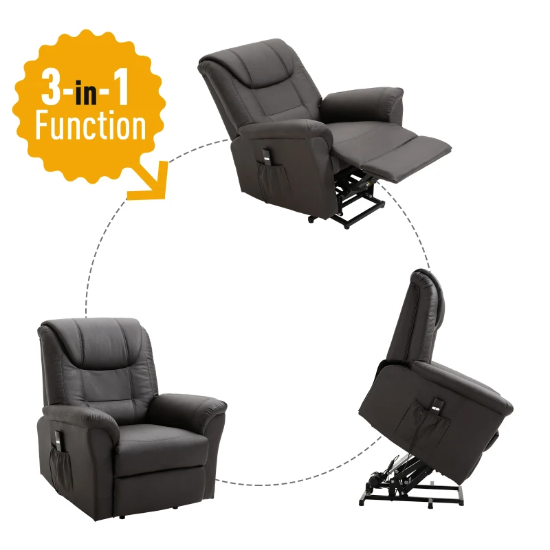 HOMCOM Electric Power Lift Recliner Chair Stand Assist w/Remote Control  Brown