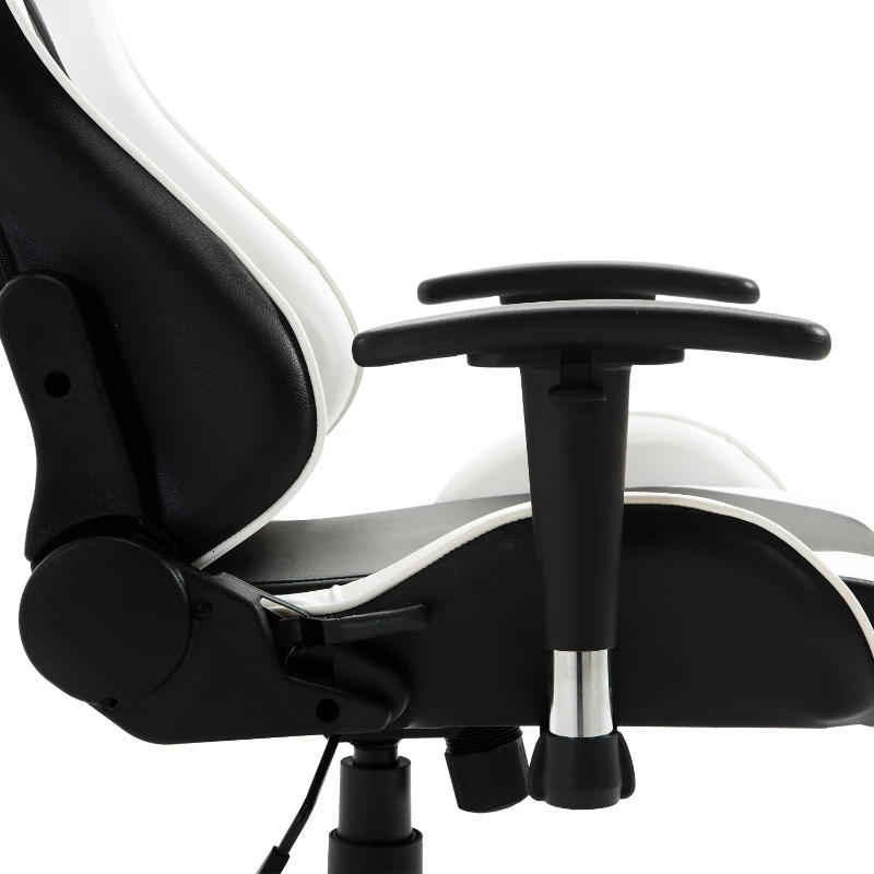 HOMCOM Executive Racecar Style Office Chair Gaming Recliner Swivel Adjustable PU Padded Home Office White