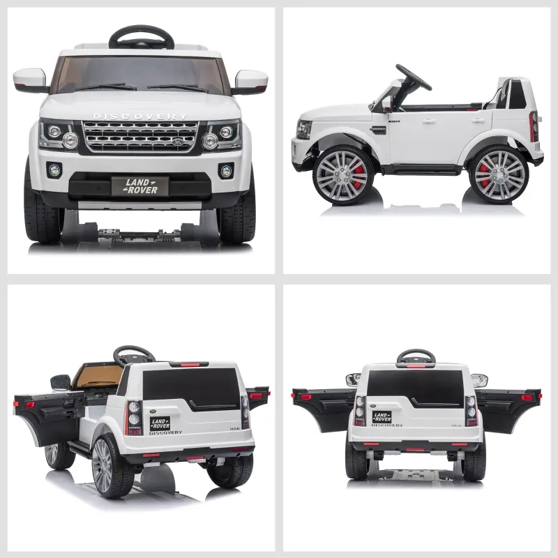 Aosom Compatible 12V Battery-powered Kids Electric Ride On Car Landrover Discovery 4 Toy with Parental Remote Control Music Lights MP3 Suspension Wheels for 3-6 Years Old White