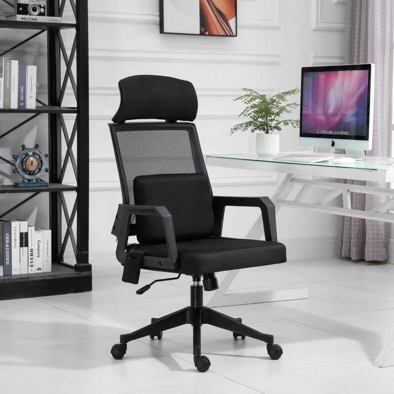 Vinsetto Massage Mesh Office Chair with Lumbar Support Headrest High Back Adjustable
