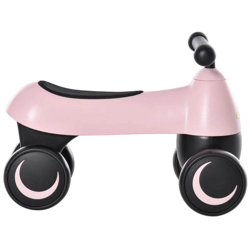 Qaba Baby Balance Bike for 18-36 Months, Toddler No Pedal Ride-on Walking Bike with 4 Wheels Gifts for Boys Girls, Pink