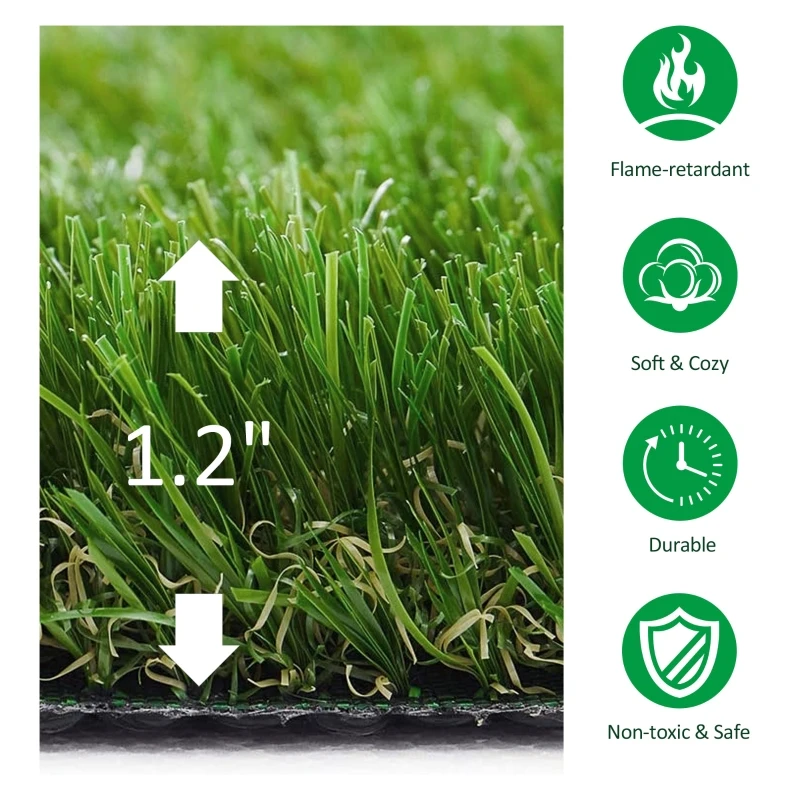 Outsunny 13' x 3.3' Synthetic Artificial Grass Turf Realistic Fake Thick Grass with UV Protection & Drain Holes, Outdoor Easy to Clean Lawn Pet Turf with High Density, 1.2'' Height