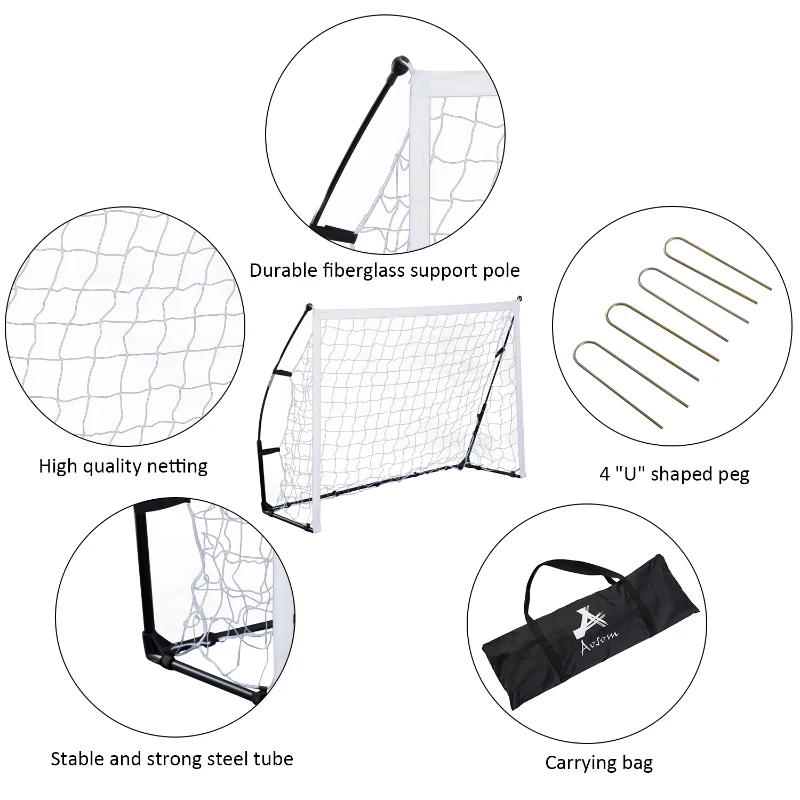 Aosom 6x4ft Portable Practice Soccernet Quick Set Up Outdoor Shot Training Aids with Carrying Bag