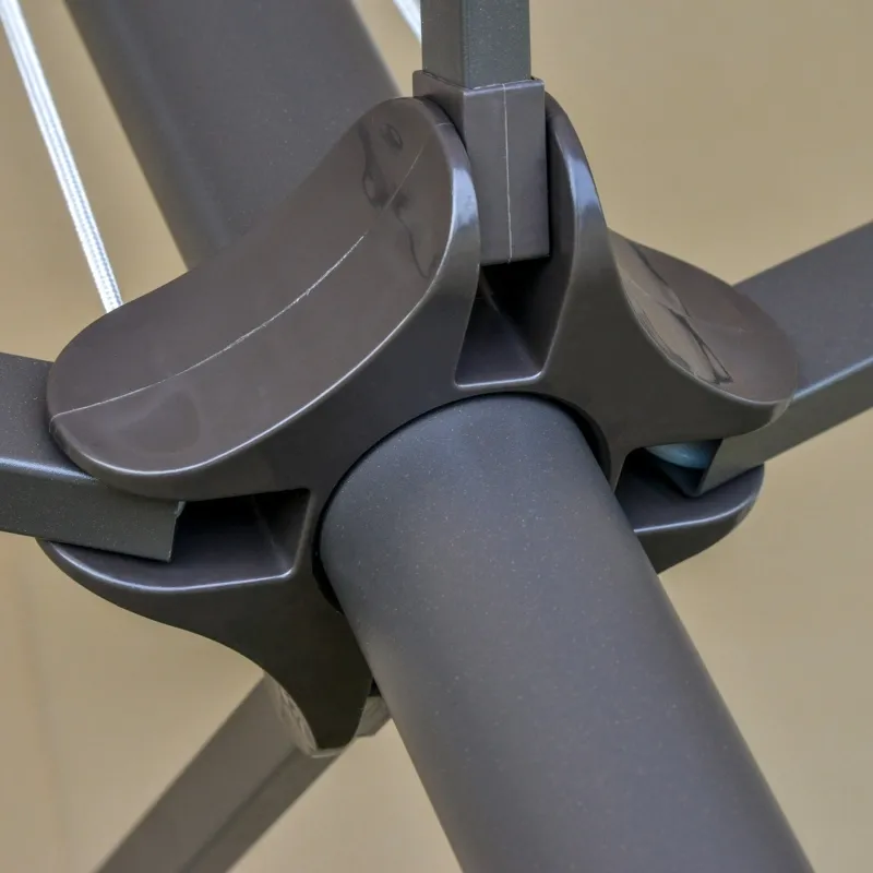 Outsunny Patio Umbrella 15' Steel Rectangular Outdoor Double Sided Market with base, UV Sun Protection & Easy Crank for Deck Pool Patio, Coffee