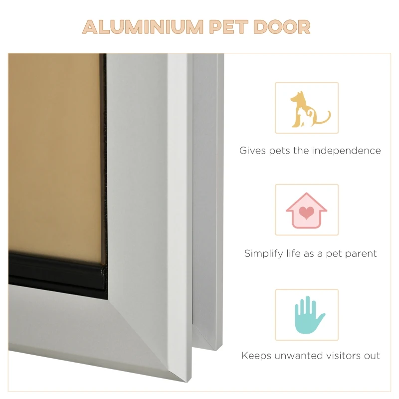 PawHut 2 Way Locking Pet Doggie Door,  w/ Magnetic Closure, for Pets up to 110 lbs