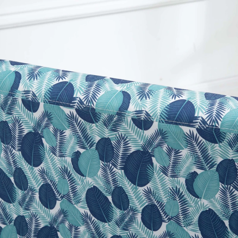 HOMCOM Linen Fabric Dining Chair with Pine Wood Legs and Sponge Padded Cushion, for Living Room, Dining Room, Leaf Pattern