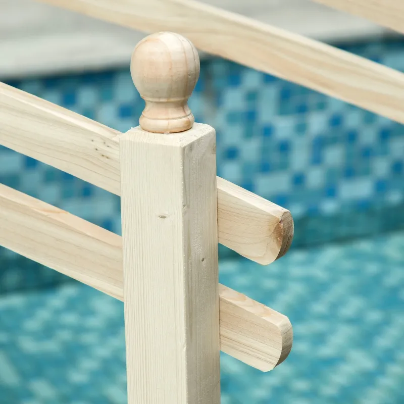 Outsunny Fir Wood Garden Bridge Arc Walkway with Side Railings for Backyards, Gardens, and Streams, Natural Wood, 89.75" x 29.5" x 43.25"