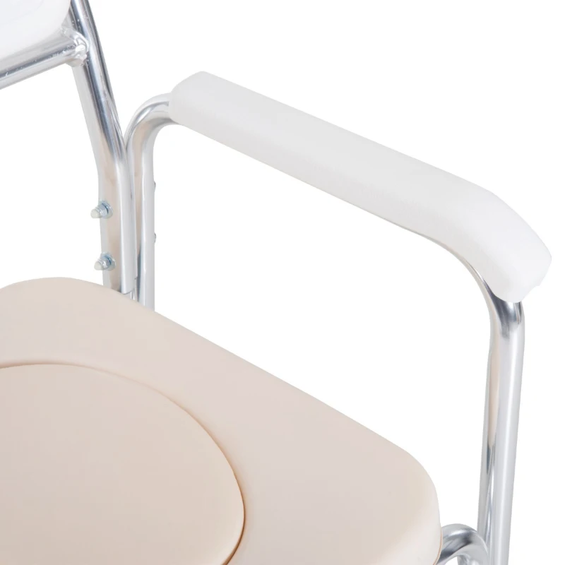 HOMCOM Personal Mobility Durable Waterproof Shower Accessible Transport Commode Medical Rolling Chair