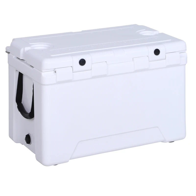 Outsunny 50 Quart Heavy Duty Ice Cooler Outdoor Insulated Cooling Box Easy Portable Cooling Bin White
