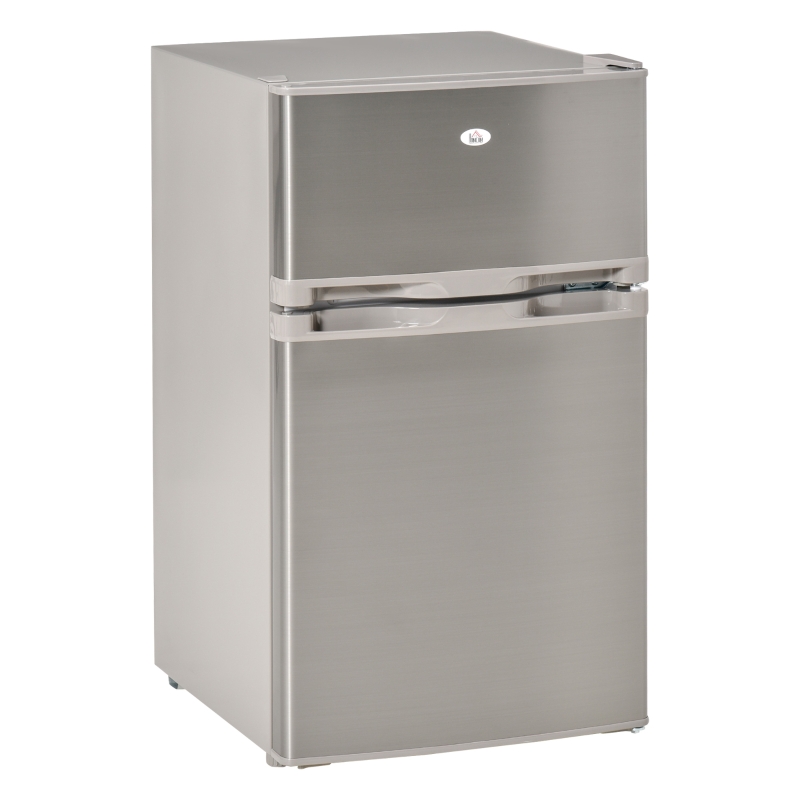 HOMCOM Compact Refrigerator 3 Cu Ft Mini Fridge w/ 2 Doors Removable Shelves Freezer
