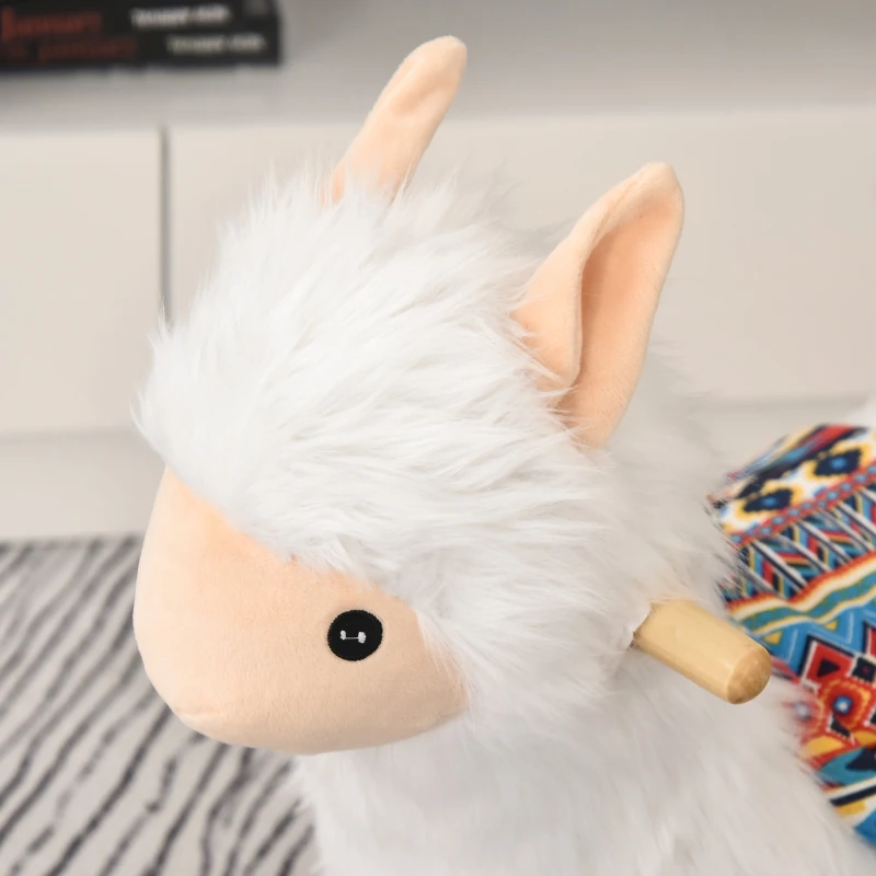 Qaba Kids Ride On Rocking Horse Sheep Style with Handle Grip Saddle Traditional Toy Gift for Children 18-36 Months Rocking Toy for Toddler White