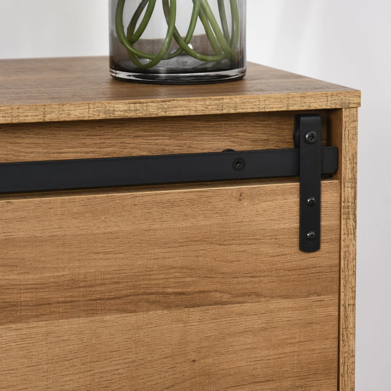 HOMCOM Natural Wood Vintage Table and TV Cabinet With Sliding Door, Back Cable Hole For Living Room - Wood