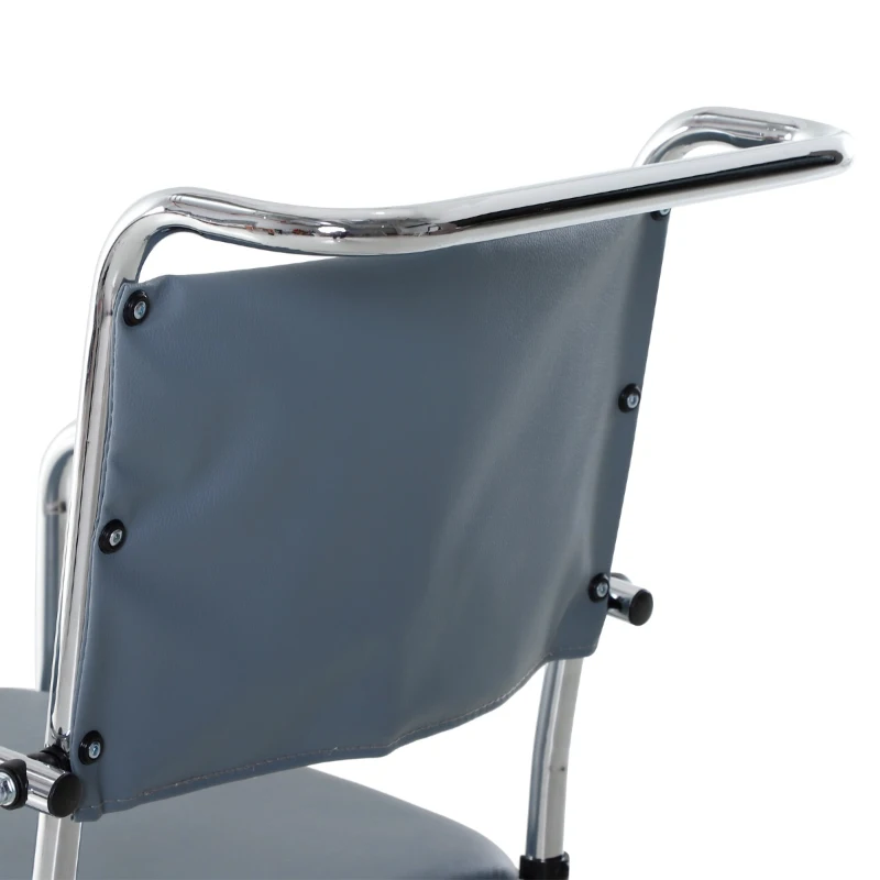 HOMCOM Shower Rolling Chair Personal Mobility Assist Bedside Commode Toilet Chair with Detachable Bucket Armrest Wheelchair Design Armchair for Elder Disabled Pregnant, Grey