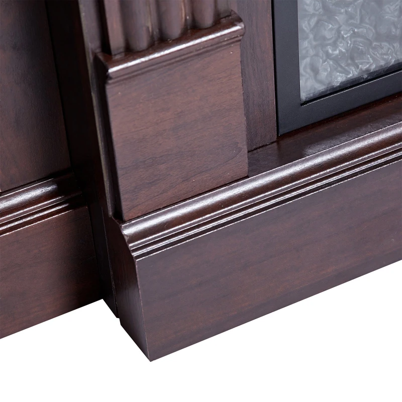 HOMCOM 70" W x 15.75" H Electric Fireplace Mantel TV Stand, Media Console Center Cabinet with 6 Shelves and Remote Control, Dark Brown