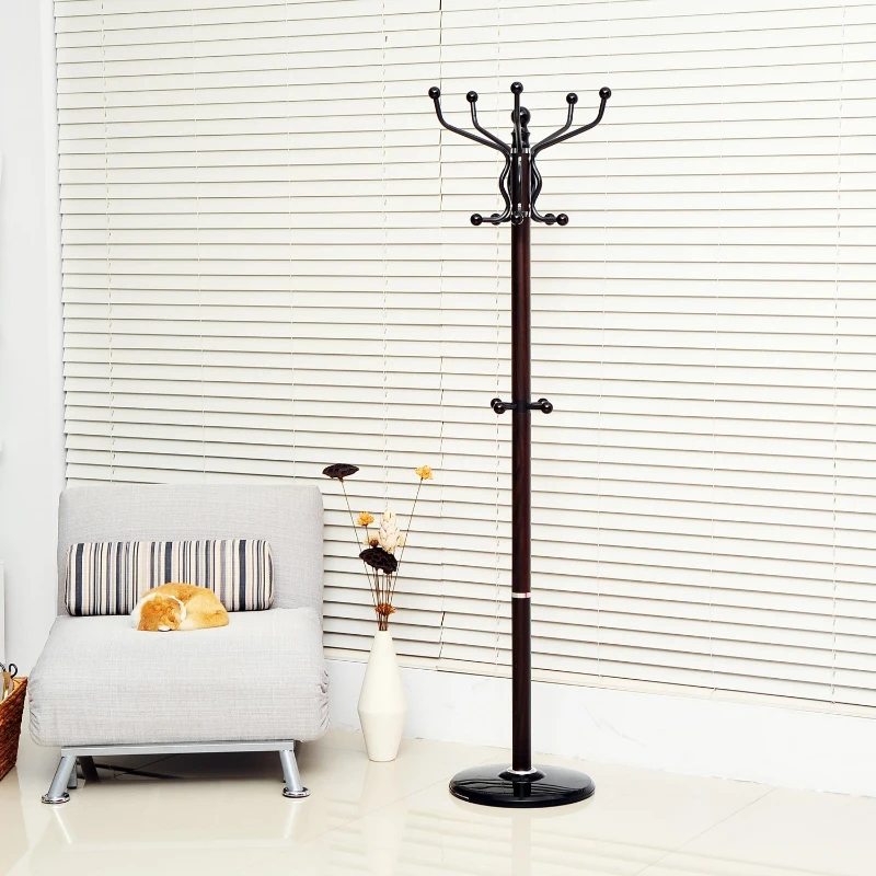 HOMCOM 69inch 4 Level 15 Hook Rotating Metal Coat Hat Jacket Umbrella Rack with Marble Base