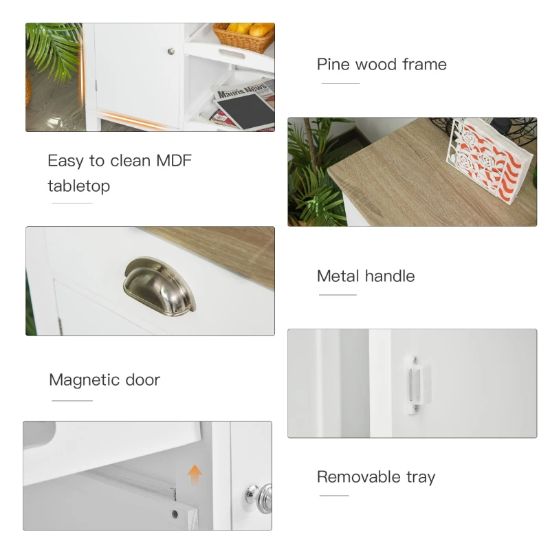 HOMCOM Wooden Storage Sideboard, Buffet Cabinet with Shelf, Wine Rack, 2 Drawers, White/Oak