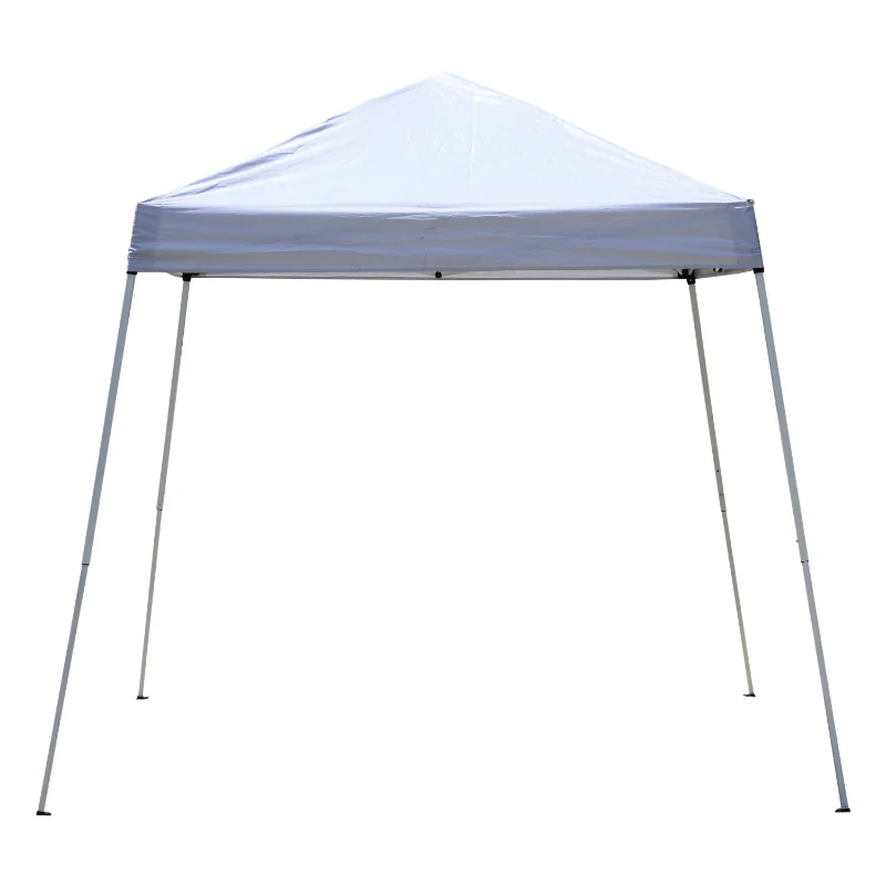 Outsunny 8x8ft Pop Up Tent Outdoor Canopy Event Sunshade Shelter w/ Slant Leg and Carrying Bag, White