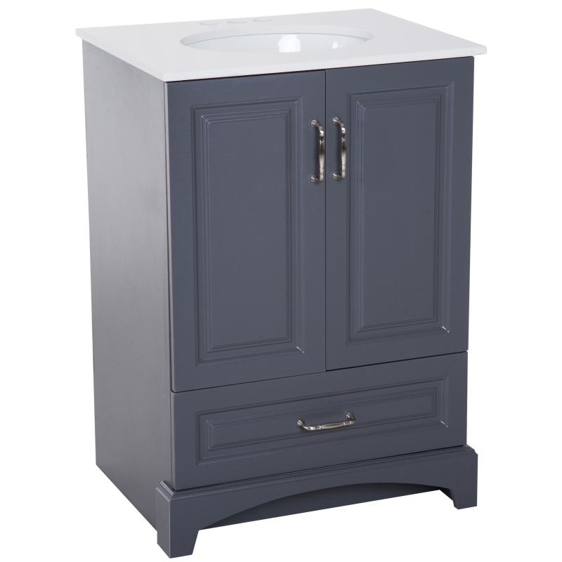 Open Box Kleankin 34” Modern Single Ceramic Sink Bathroom Vanity Set - Soft Grey