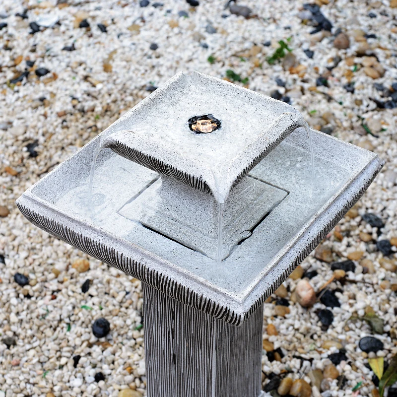 Outsunny 2-tier Water Fountain Feature Cascade Classical LED Light Effect Patio