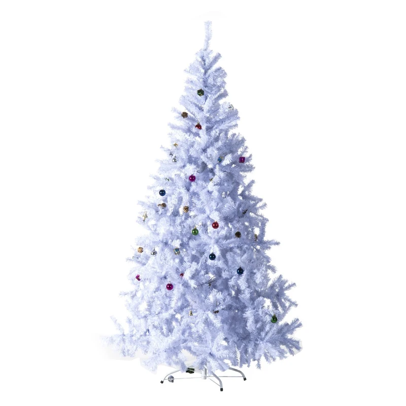 HOMCOM 7ft Artificial Christmas Tree Xmas Holidays Décor with Ornament White