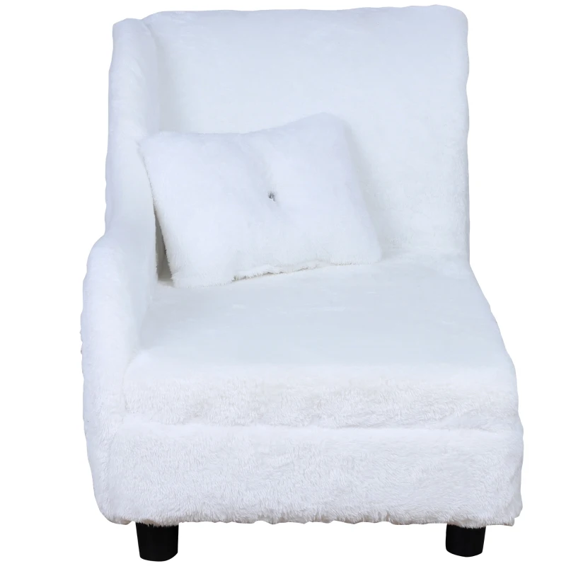 PawHut Pet Sofa Small Sized Dog Sponge Cushioned Soft Long Plush Bed Lounge w/ Pillow