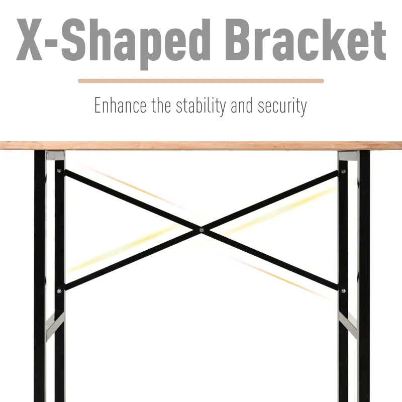 HOMCOM 46"L x 28"W Garage Table with X Bar Support and Natural Tabletop, Natural/Black