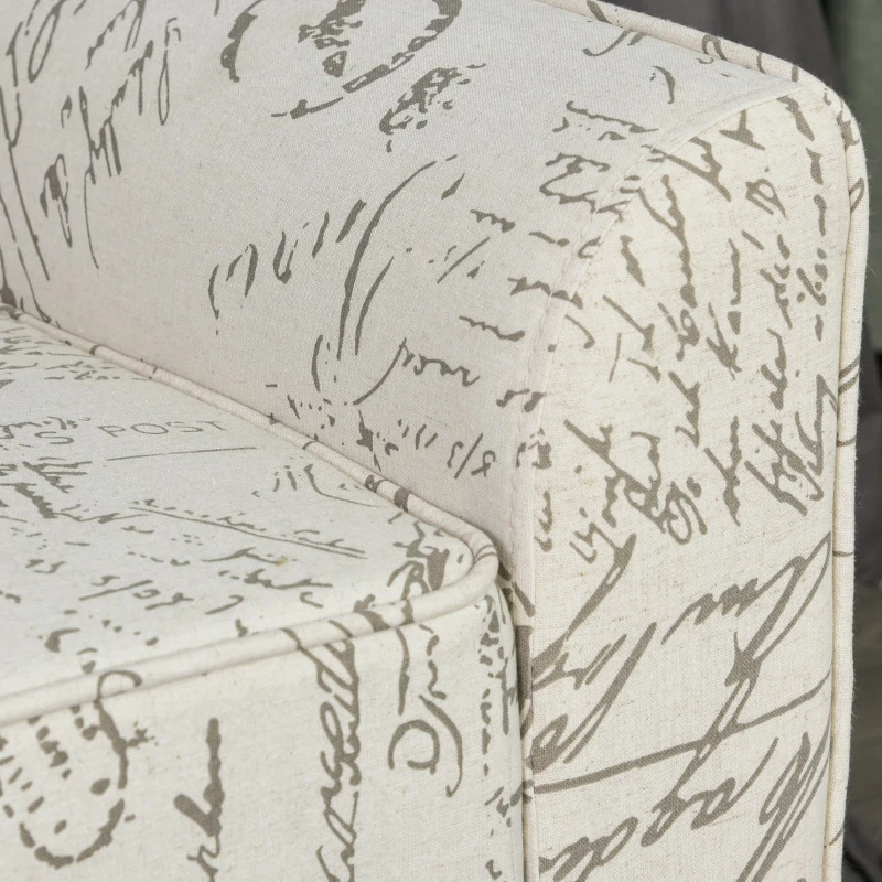 HOMCOM 42" Ottoman Bench, Modern Linen Armed Entryway Bench, Signature Print with Cream White Parchment Background
