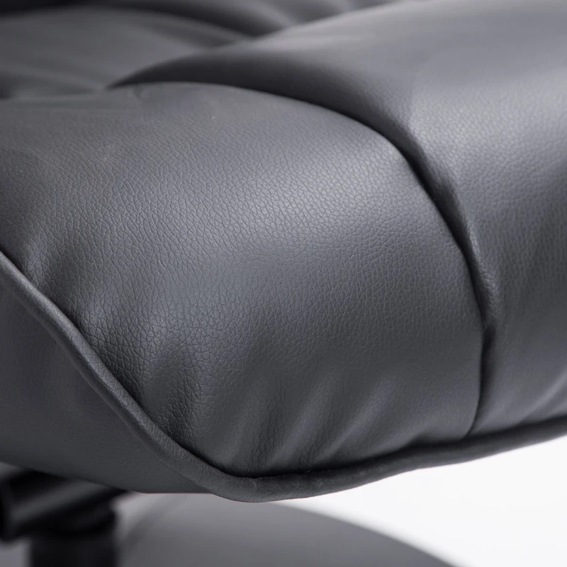 HomCom Ergonomic Faux Leather Lounge Armchair Recliner And Ottoman Set - Black