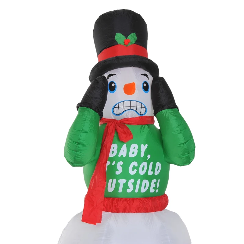 HOMCOM 7ft Christmas Inflatable Animated Shivering Snowman, Outdoor Blow-Up Yard Decoration with LED Lights Display