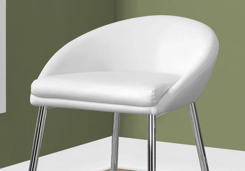 Monarch 2 Piece Modern PU Leather Padded Seat Chrome Legged Counter Height Barstool Chair Set - White
