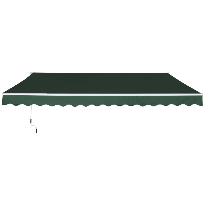 Outsunny 12' x 8' Outdoor Patio Manual Retractable Exterior Window Awning - Green
