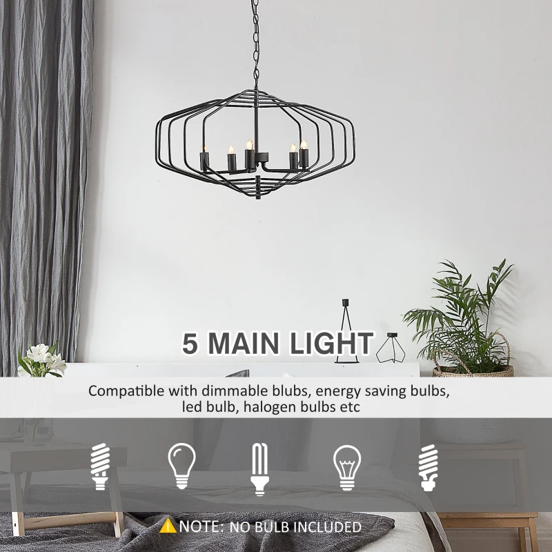HOMCOM Vintage Pendant Lights Industrial Adjustable Pivoted Design Hanging Lighting