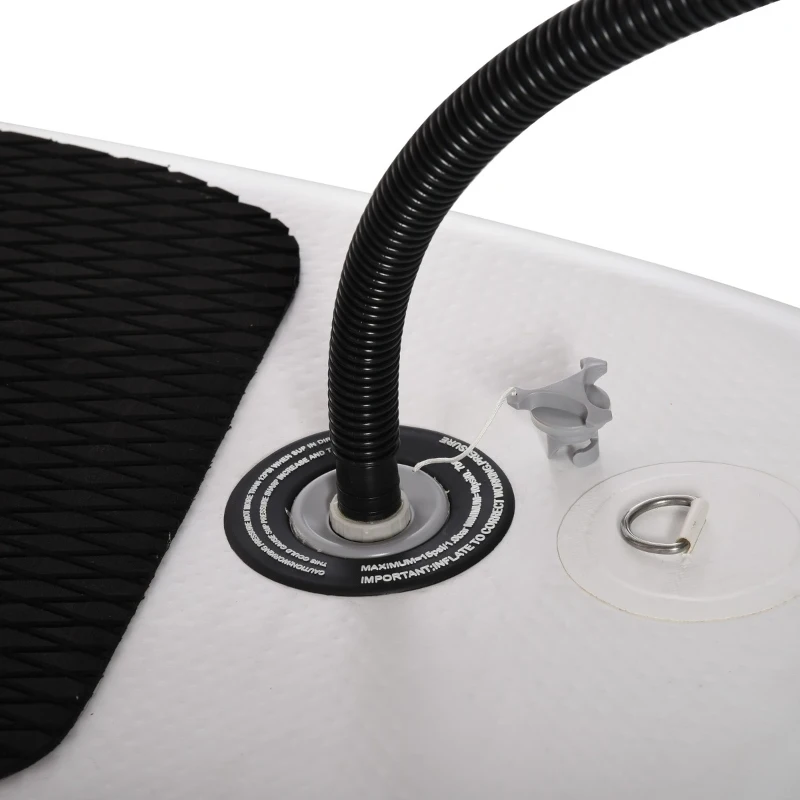 Soozier 10' x 32" x 6" Inflatable Stand Up Paddle Board with ISUP Accessories, Carry Bag, Non-Slip Deck, Adj Paddle, Pump, Leash for Adults Kids, Black and White