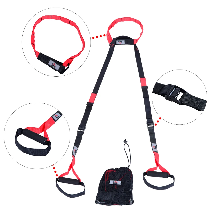 HOMCOM Suspension Body Training Strap - Red&Black