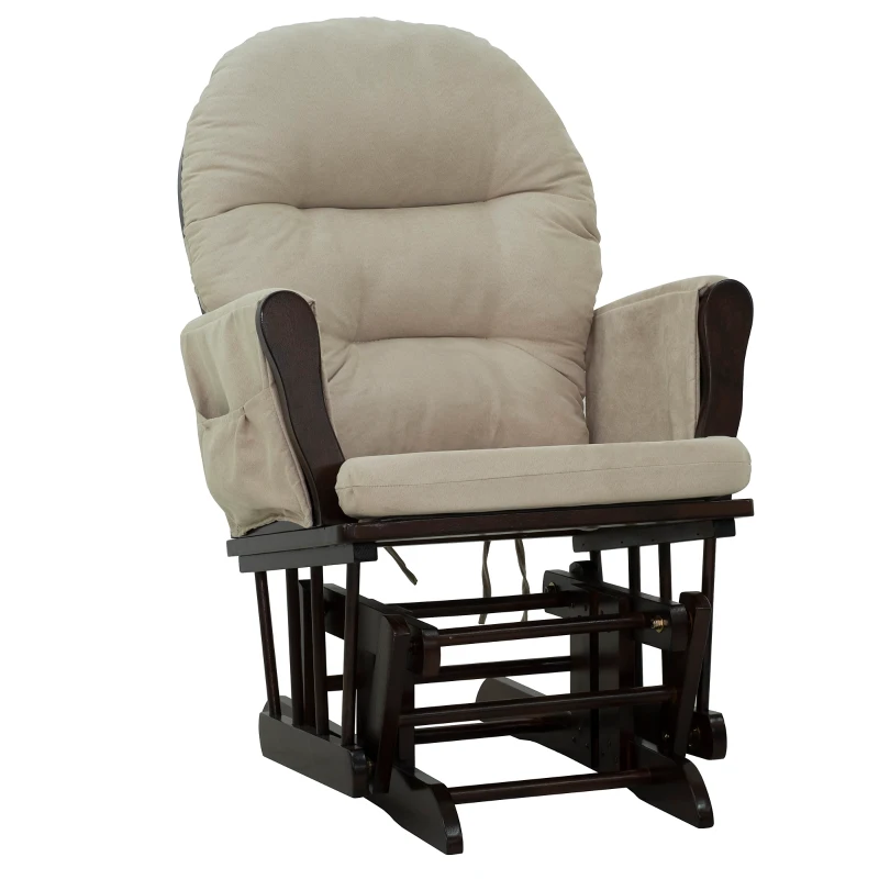 HOMCOM Nursery Glider Ottoman Set Suede Living Rome Beige