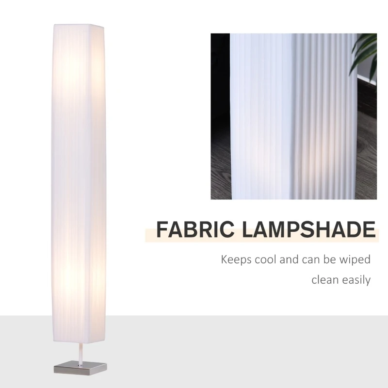 HOMCOM 48" Modern Free Standing Rectangle Floor Lamp with Linen Shade - White